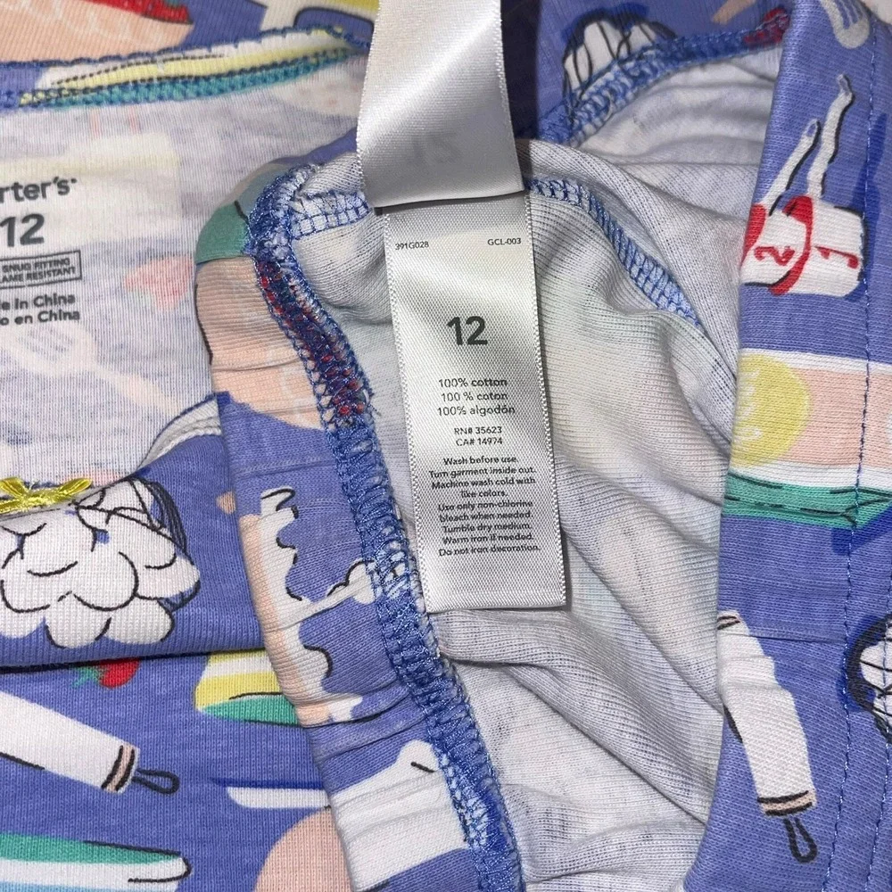 Carters Girls Sweet Treats Long Sleeve Pajamas Shirt & Pant Set Size 12 FLAWED